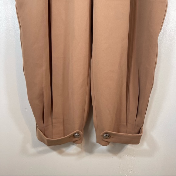 NEW Express XL Camel Khaki High Rise Pull On Ankle Pleated Flowy Dress Pants - Picture 4 of 13